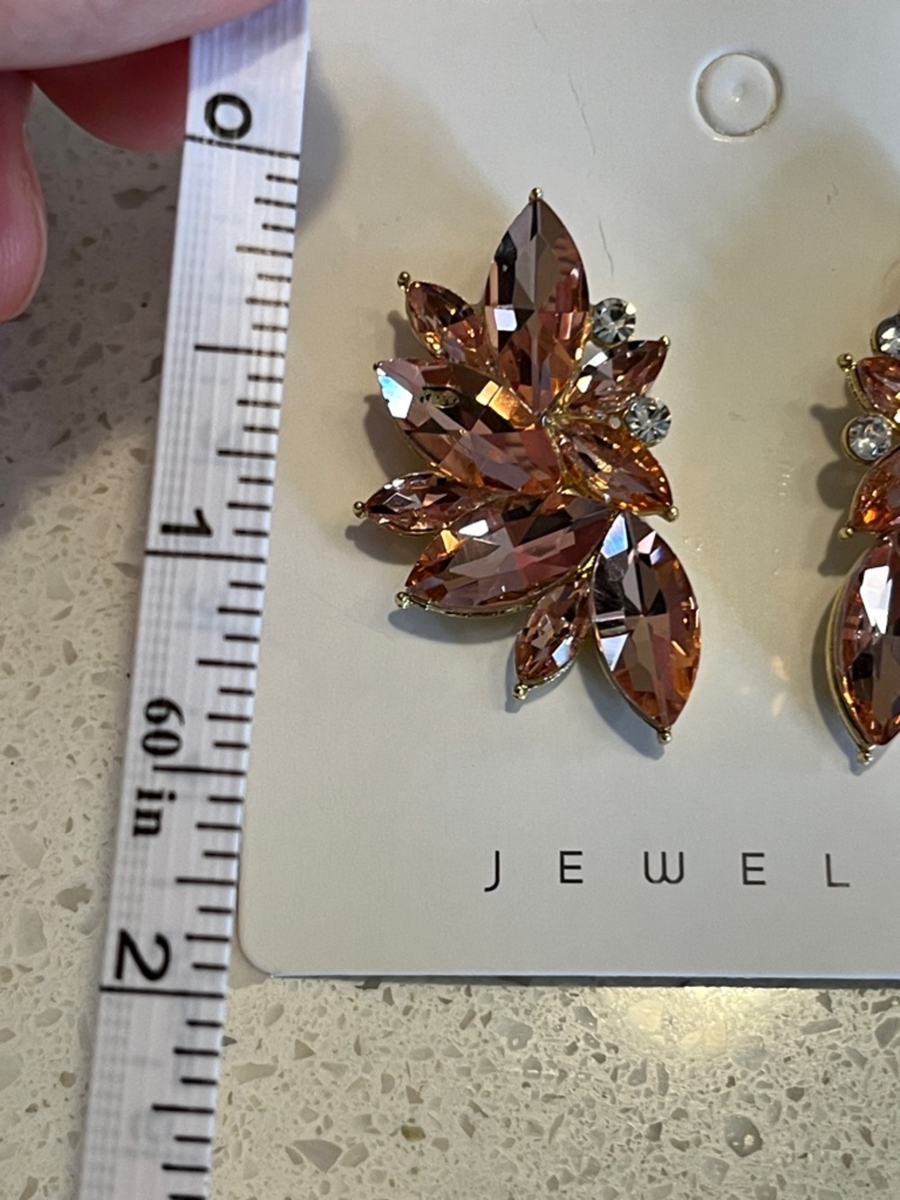 Apricot color Retro Cluster Crystal Dangle Earrings Rhinestone Stud Earrings - Picture 7 of 10